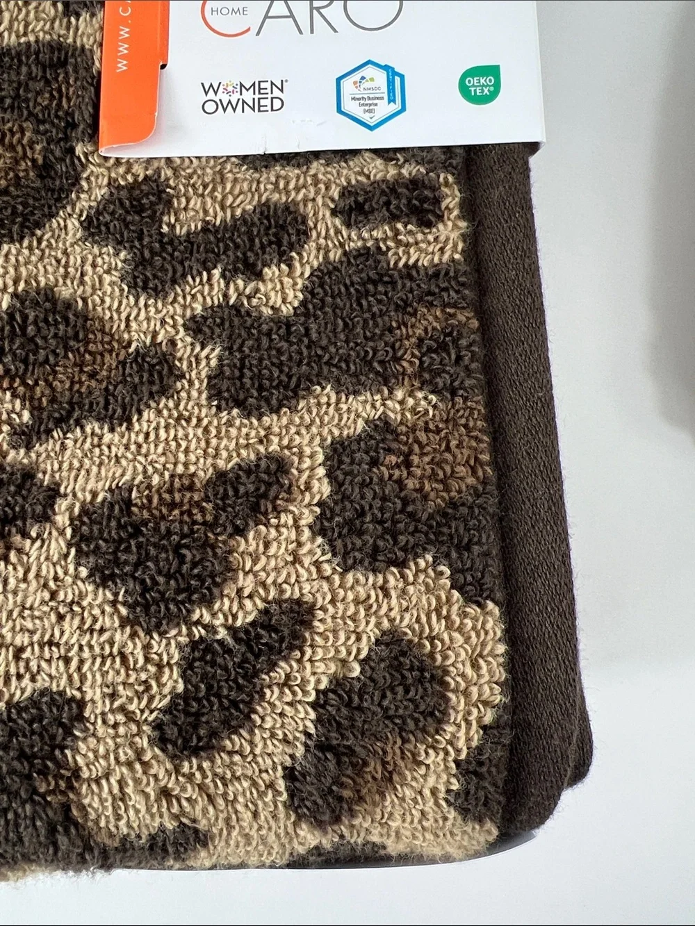 Caro Home Bath Towels Brown Tan Leopard Print Quick Dry Cotton 4 Pc Set NEW